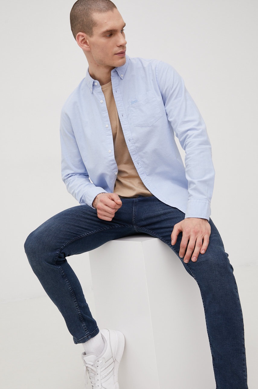 

Хлопковая рубашка Superdry мужская regular воротник button-down