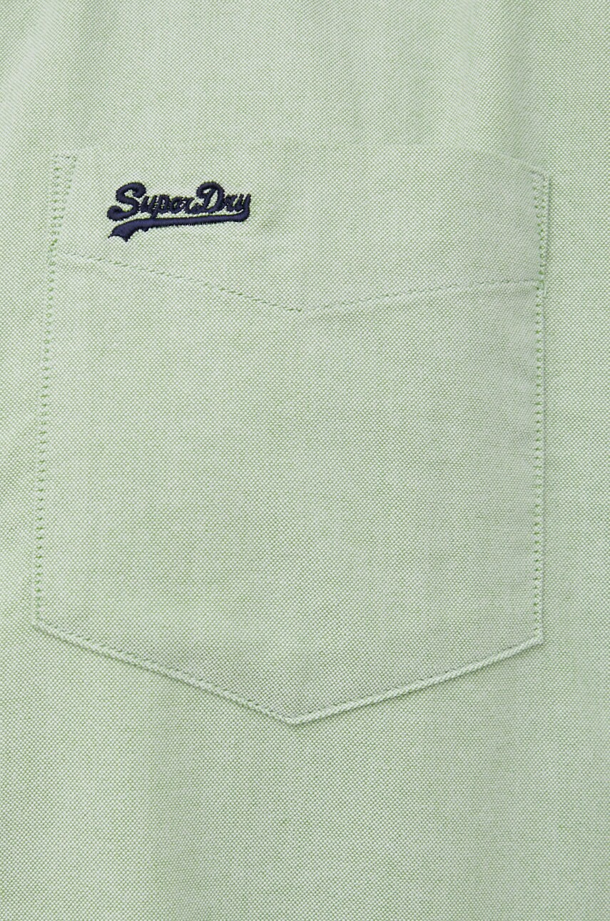 

Хлопковая рубашка Superdry мужская цвет зелёный regular воротник button-down