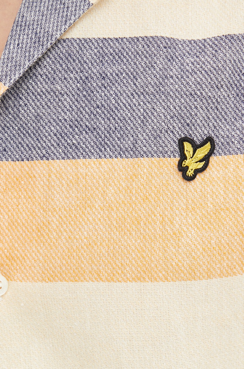 

Сорочка з льону Lyle & Scott чоловіча колір бежевий regular