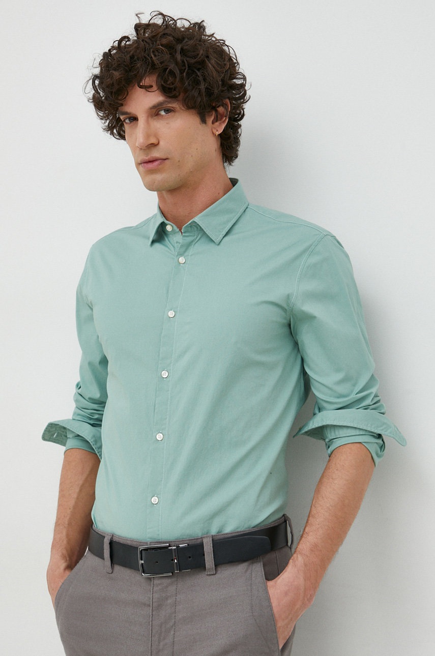 

Сорочка BOSS boss casual чоловіча колір зелений slim класичний комір