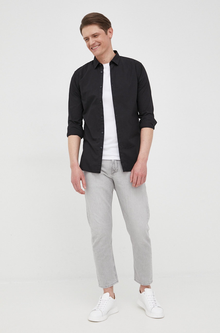 

Рубашка BOSS Boss Casual мужская цвет чёрный slim классический воротник