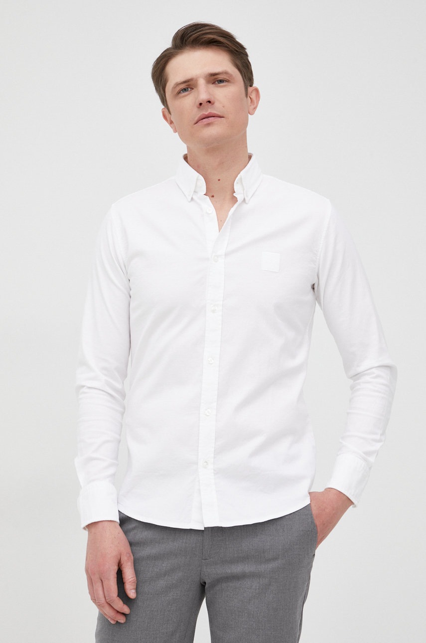 

Сорочка BOSS Boss Casual чоловіча колір білий slim комір button-down