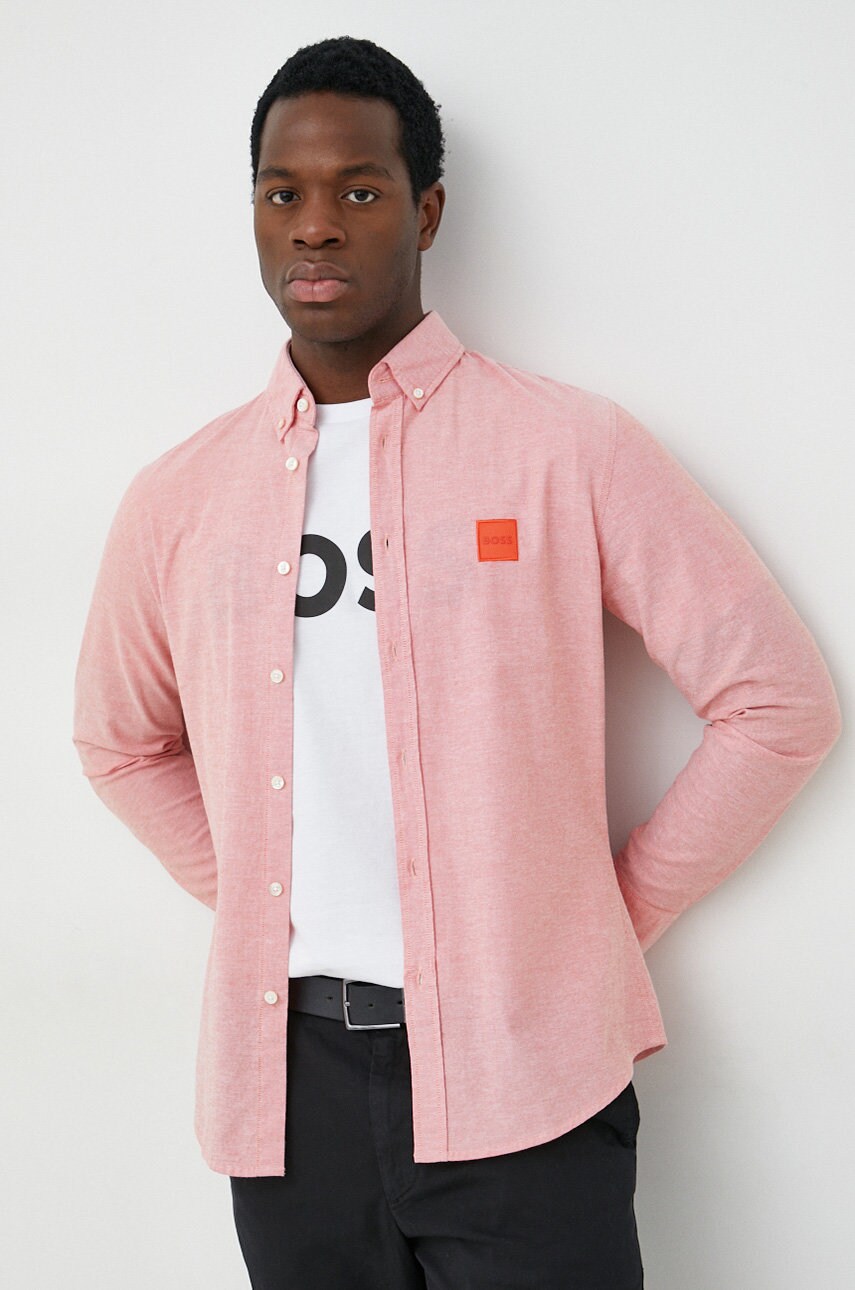 

Рубашка BOSS BOSS CASUAL мужская цвет белый slim воротник button-down