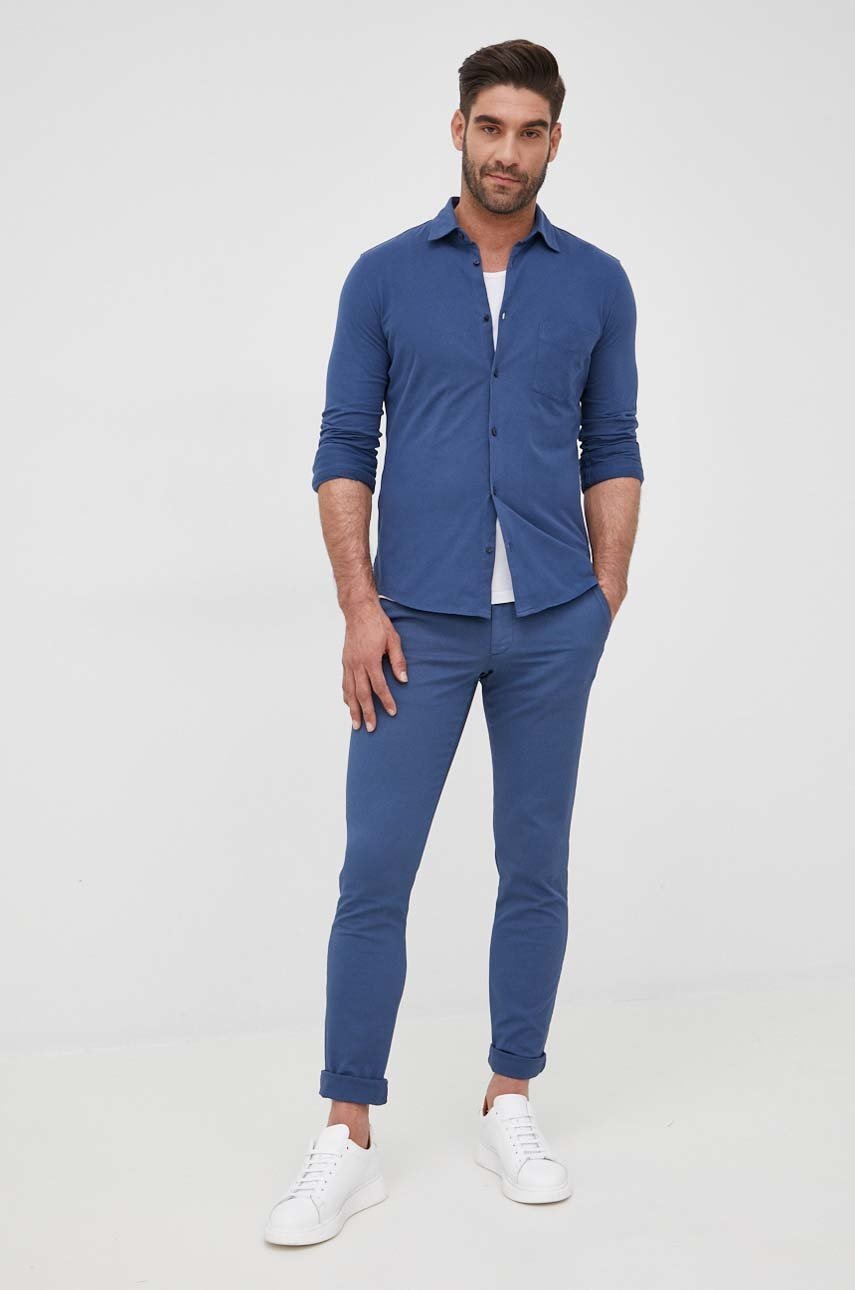 

Бавовняна сорочка BOSS Boss Casual чоловіча колір синій slim класичний комір