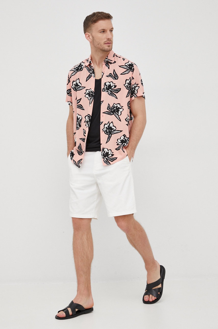 

Рубашка BOSS Boss Casual мужская цвет розовый regular классический воротник