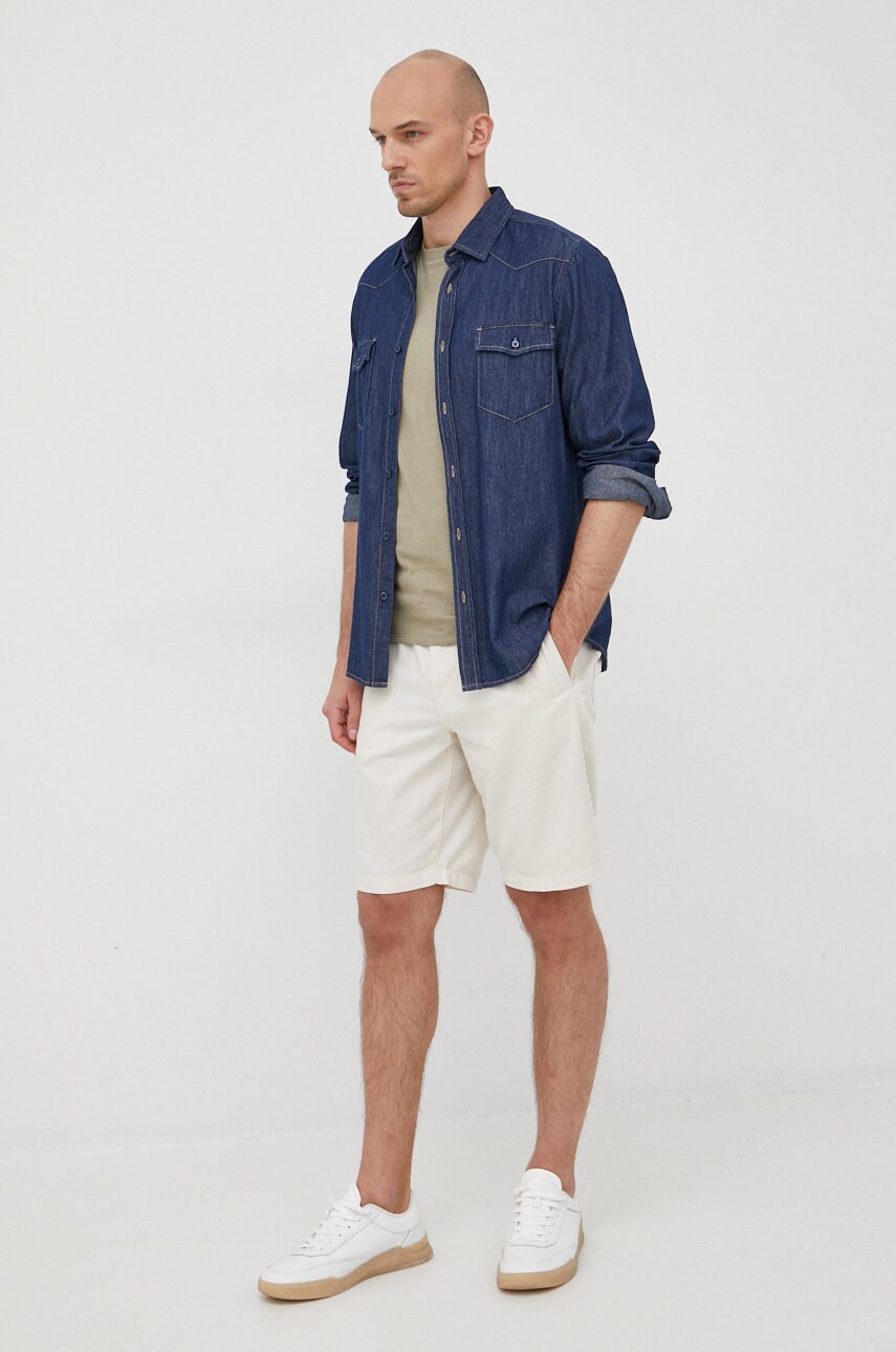 Boss camasa din bumbac boss casual barbati, culoarea albastru marin, cu guler clasic, regular