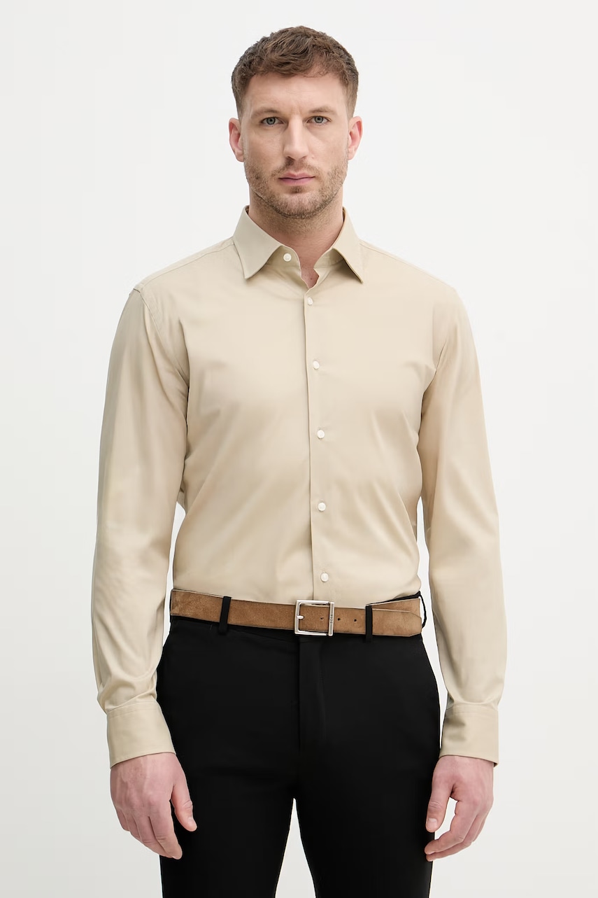 BOSS cămașă bărbați din bumbac cu elastan H-HANK-kent-C1-214