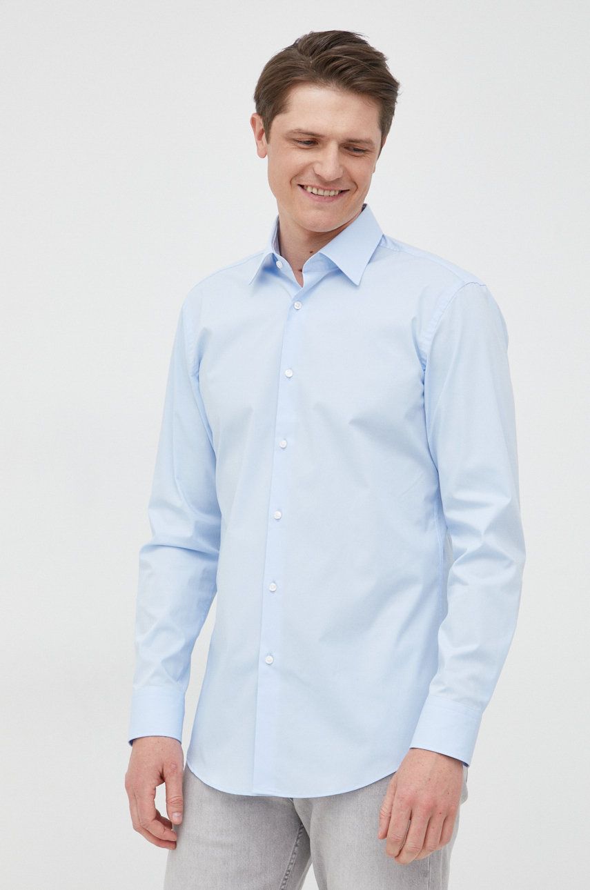 Košile BOSS pánská, slim, s klasickým límcem - modrá - 96 % Bavlna