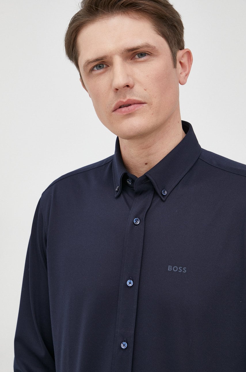 BOSS camasa barbati, culoarea albastru marin, cu guler button-down, regular BOSS camasa barbati, culoarea albastru marin, cu guler button-down, regular