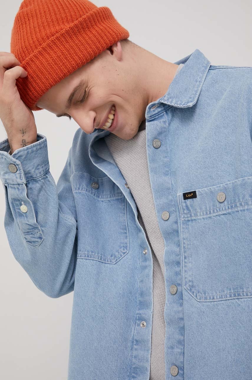 

Дънкова риза Lee мъжка със свободна кройка с класическа яка, Син
