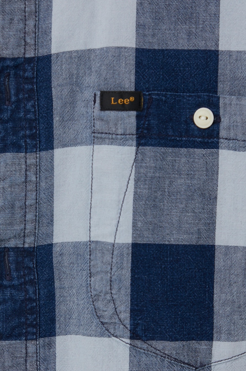 

Сорочка з домішкою льону Lee чоловіча колір синій relaxed комір button-down