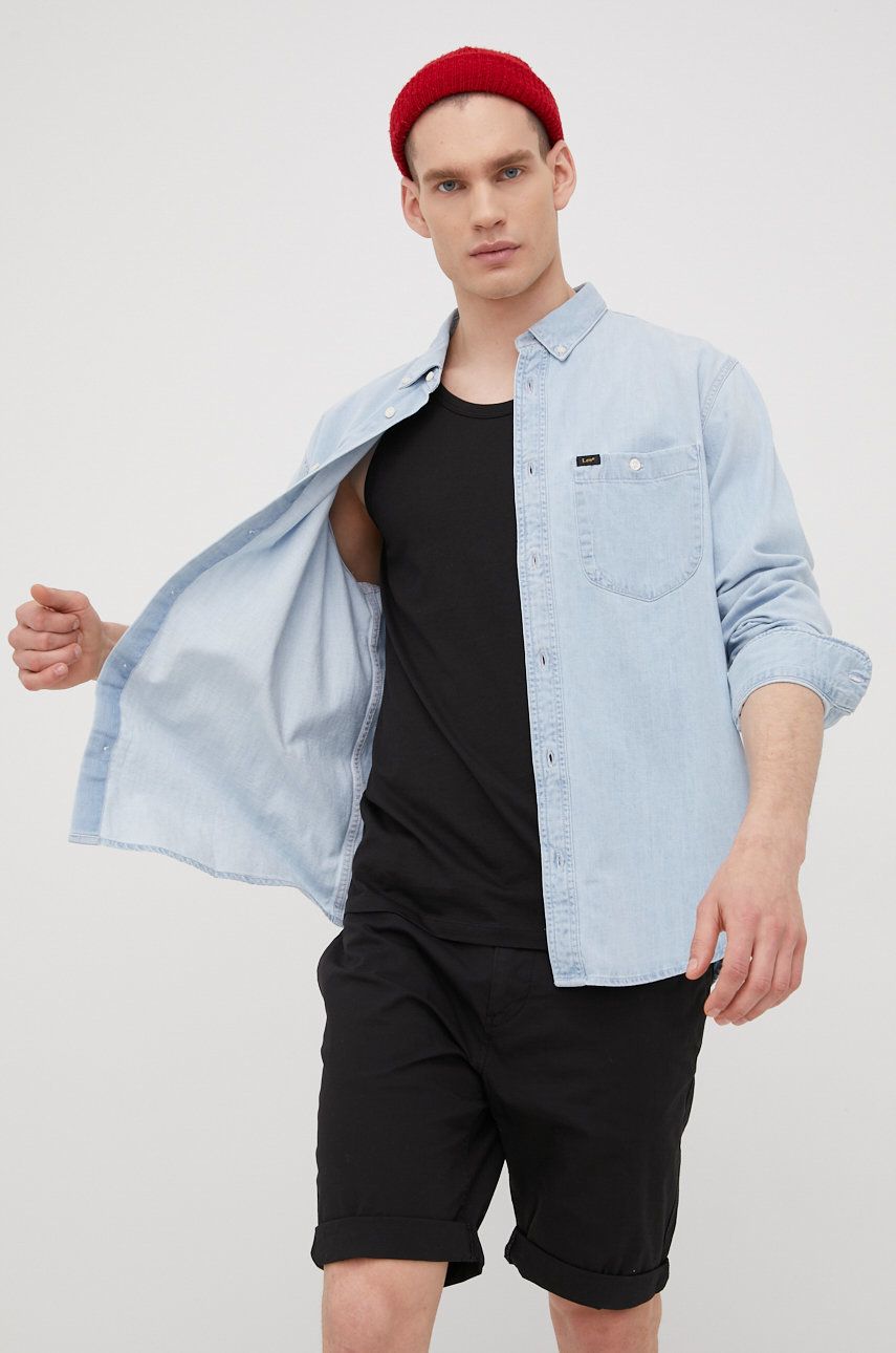 Lee camasa jeans barbati, cu guler button-down, relaxed