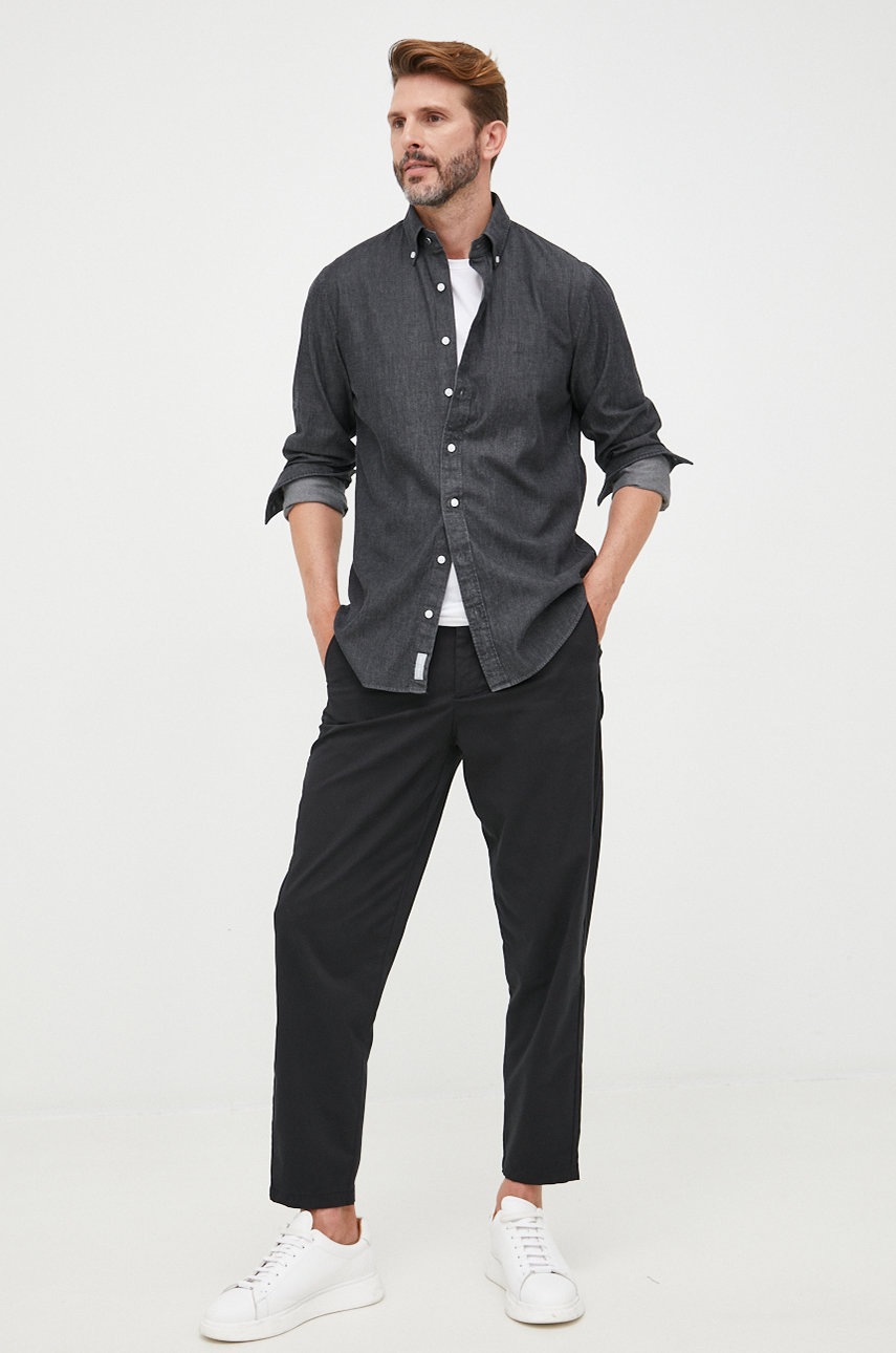 

Бавовняна сорочка MICHAEL Michael Kors чоловіча колір сірий slim комір button-down