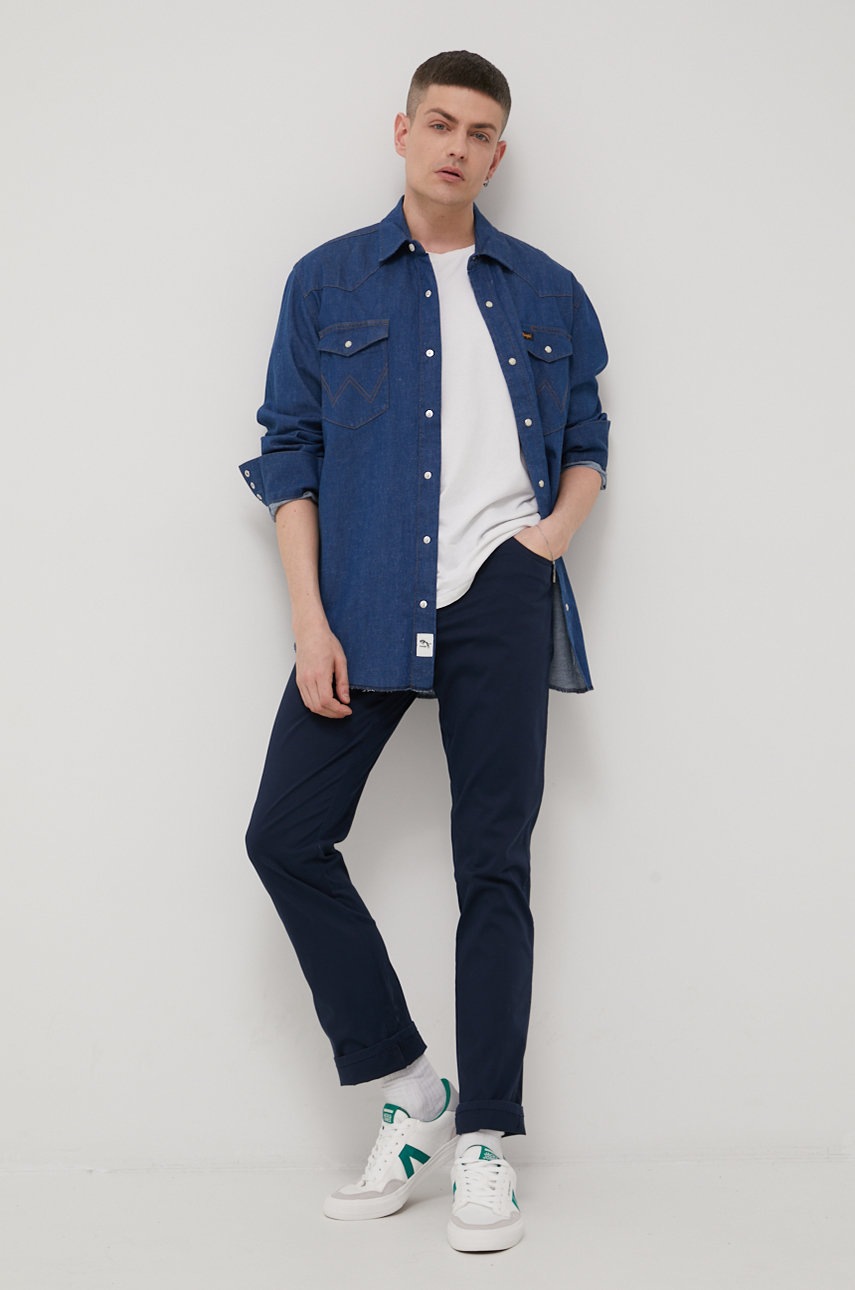 

Дънкова риза Wrangler мъжка със стандартна кройка с класическа яка, Син