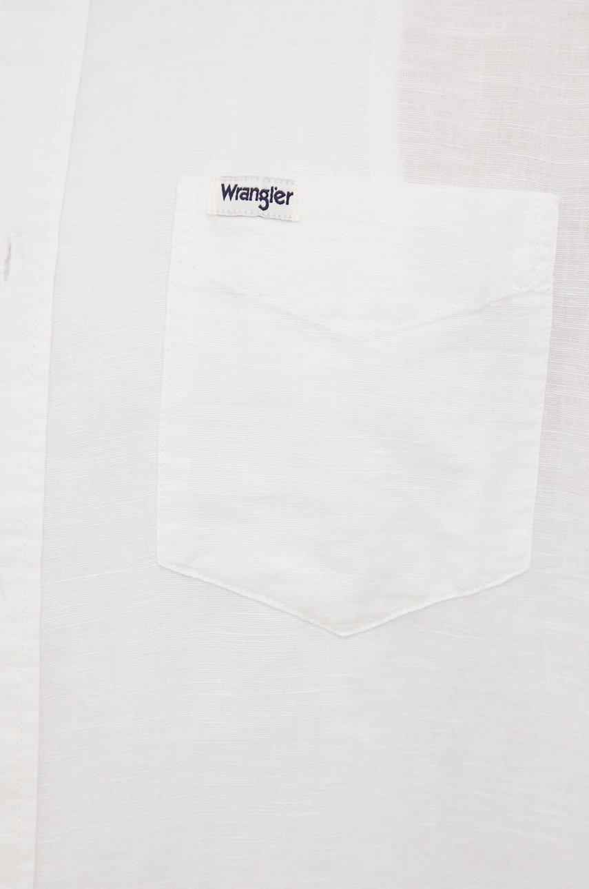 

Сорочка з льону Wrangler чоловіча колір білий regular класичний комір