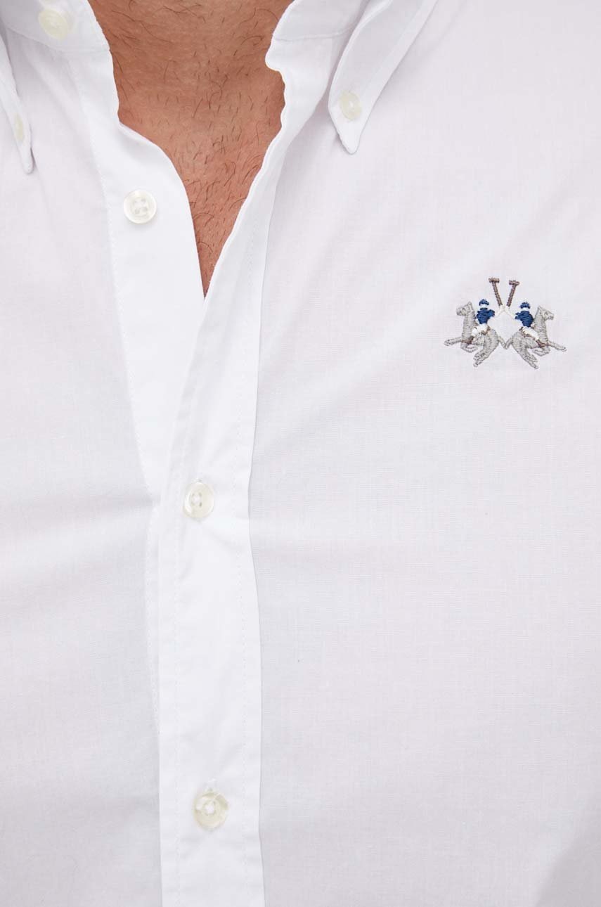 

Рубашка La Martina мужская цвет белый slim воротник button-down