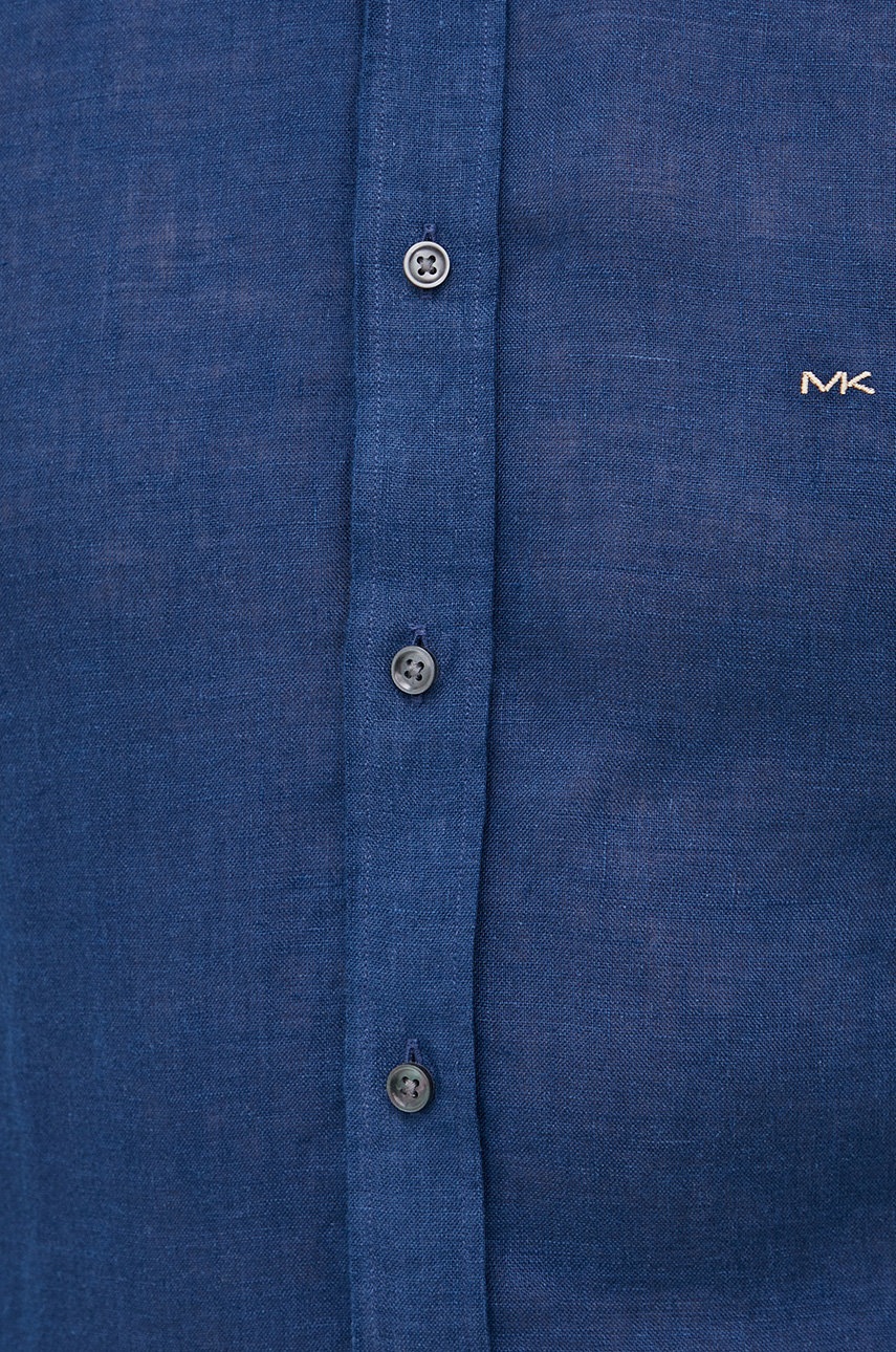 

Льняная рубашка Michael Kors мужская цвет синий slim итальянский воротник