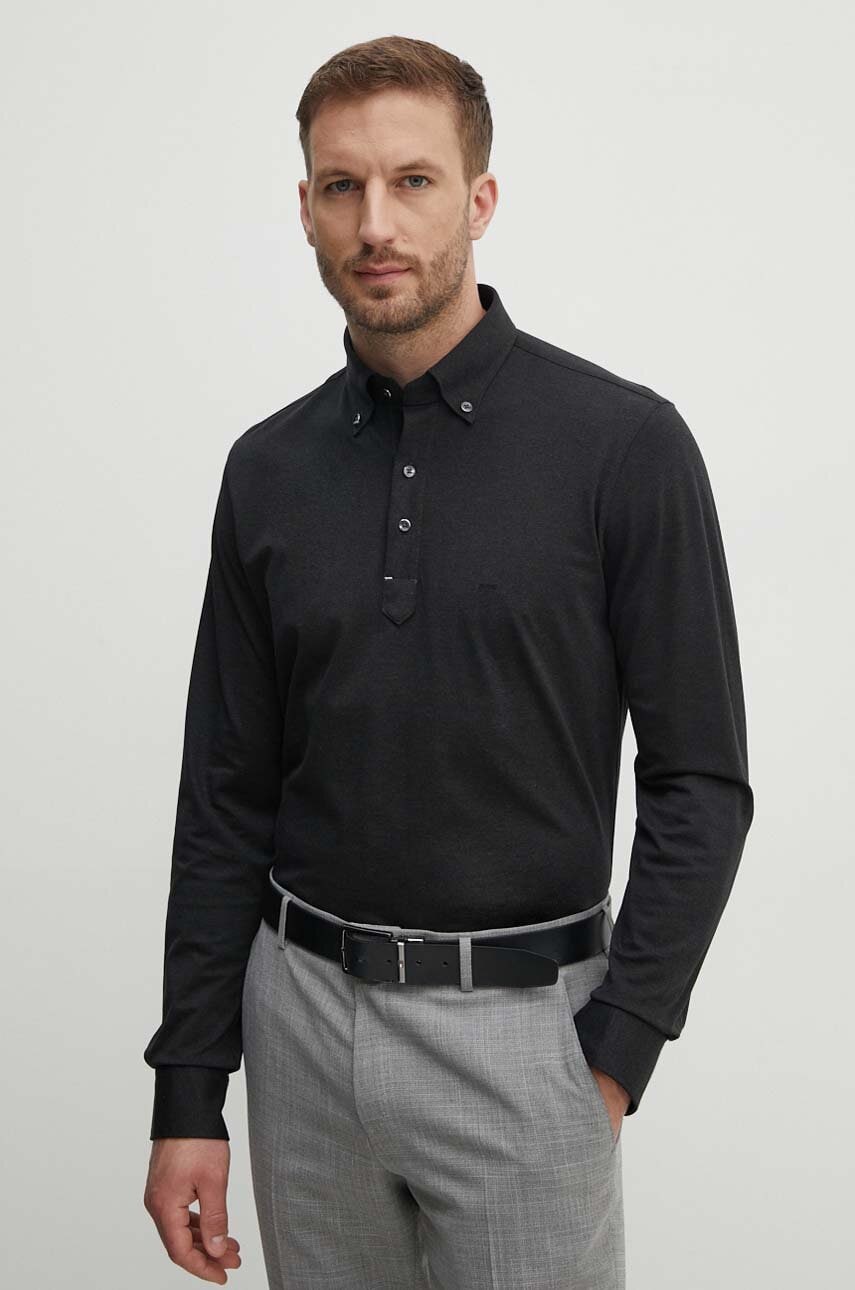 Michael Kors longsleeve din bumbac culoarea gri, neted Michael Kors longsleeve din bumbac culoarea gri, neted