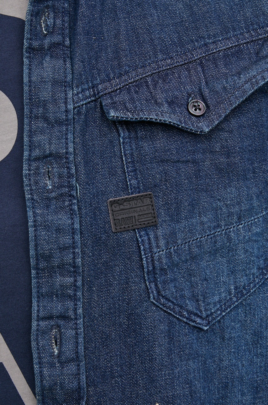 

Джинсовая рубашка G-Star Raw мужская цвет синий slim классический воротник