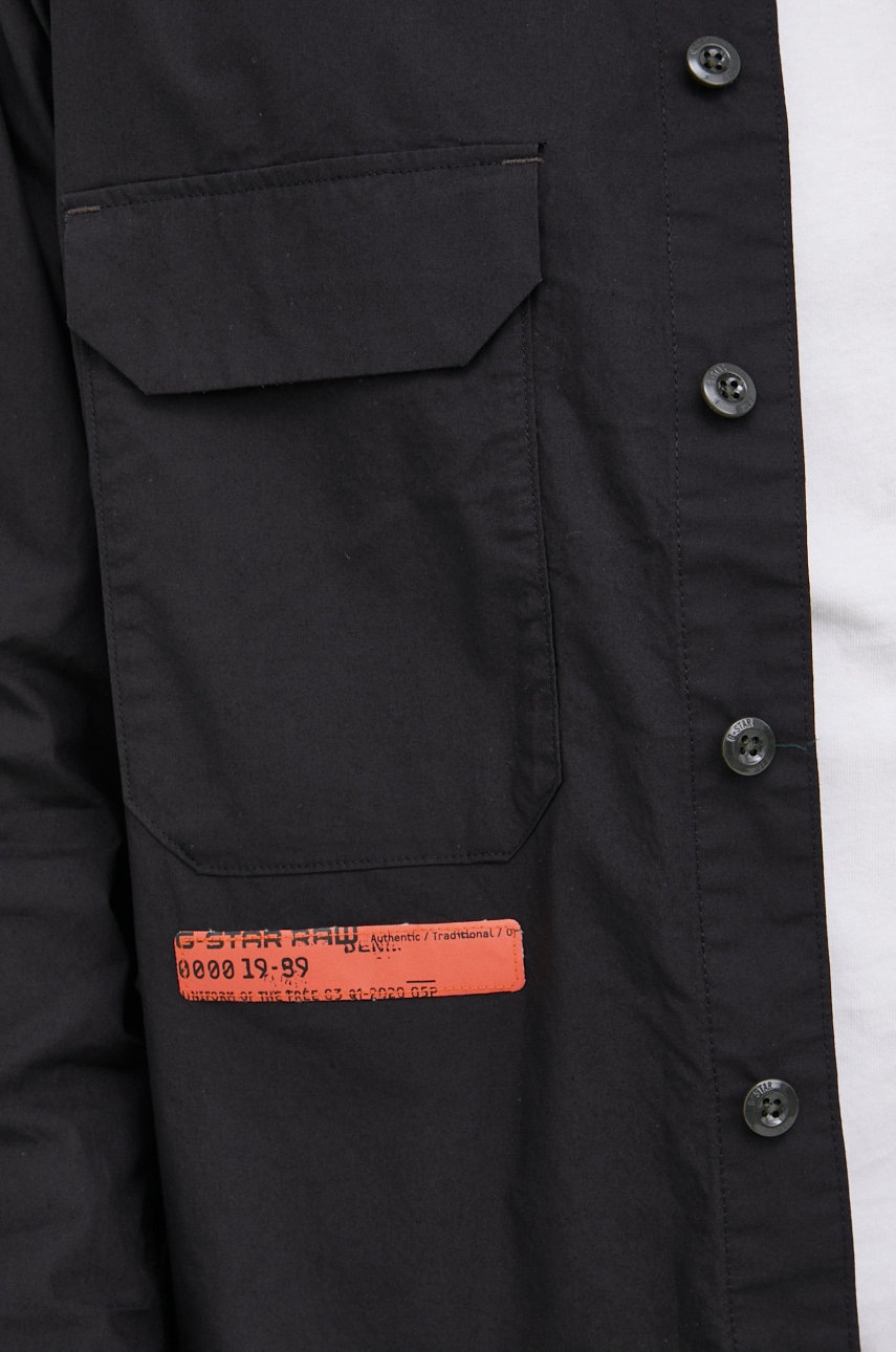 

Хлопковая рубашка G-Star Raw мужская цвет чёрный relaxed классический воротник