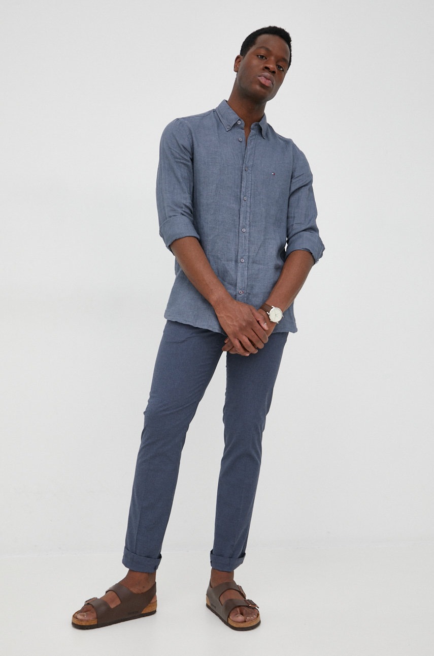 

Льняная рубашка Tommy Hilfiger мужская regular воротник button-down
