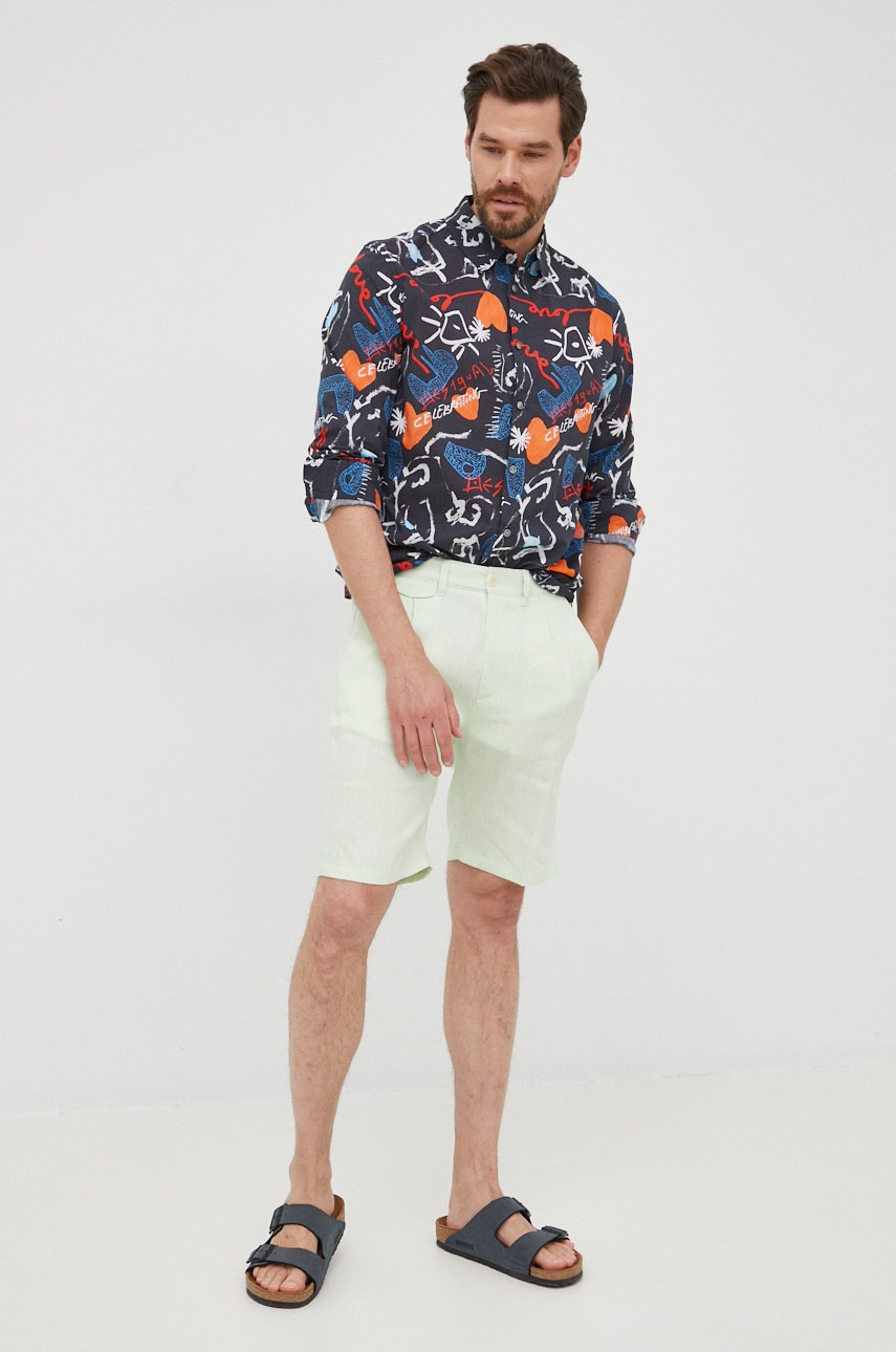 

Хлопковая рубашка Desigual мужская цвет чёрный regular классический воротник