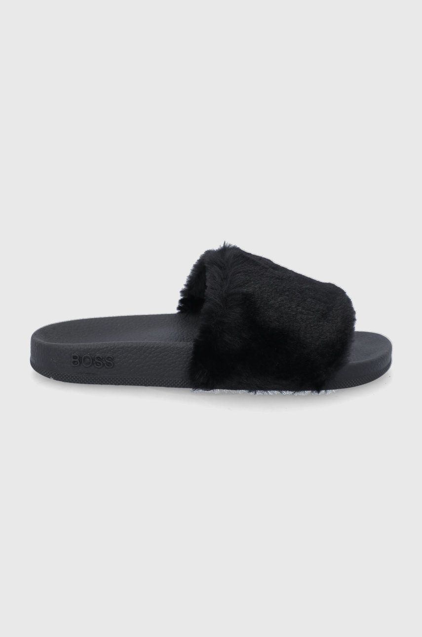 Pantofle Boss dámské, černá barva - černá -  Svršek: Textilní materiál Vnitřek: Umělá hmot