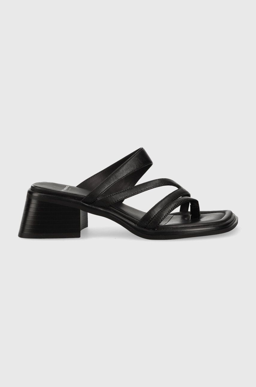 Kožené pantofle Vagabond Shoemakers INES dámské, černá barva, na podpatku - černá -  Svršek: Př