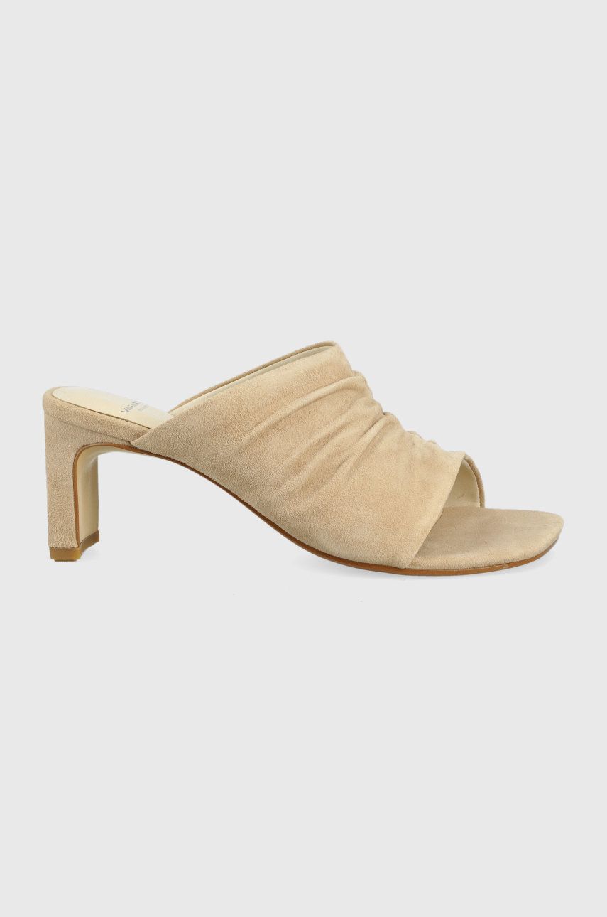 Vagabond papuci din piele Luisa femei, culoarea bej, cu toc drept femei 2023-09-23