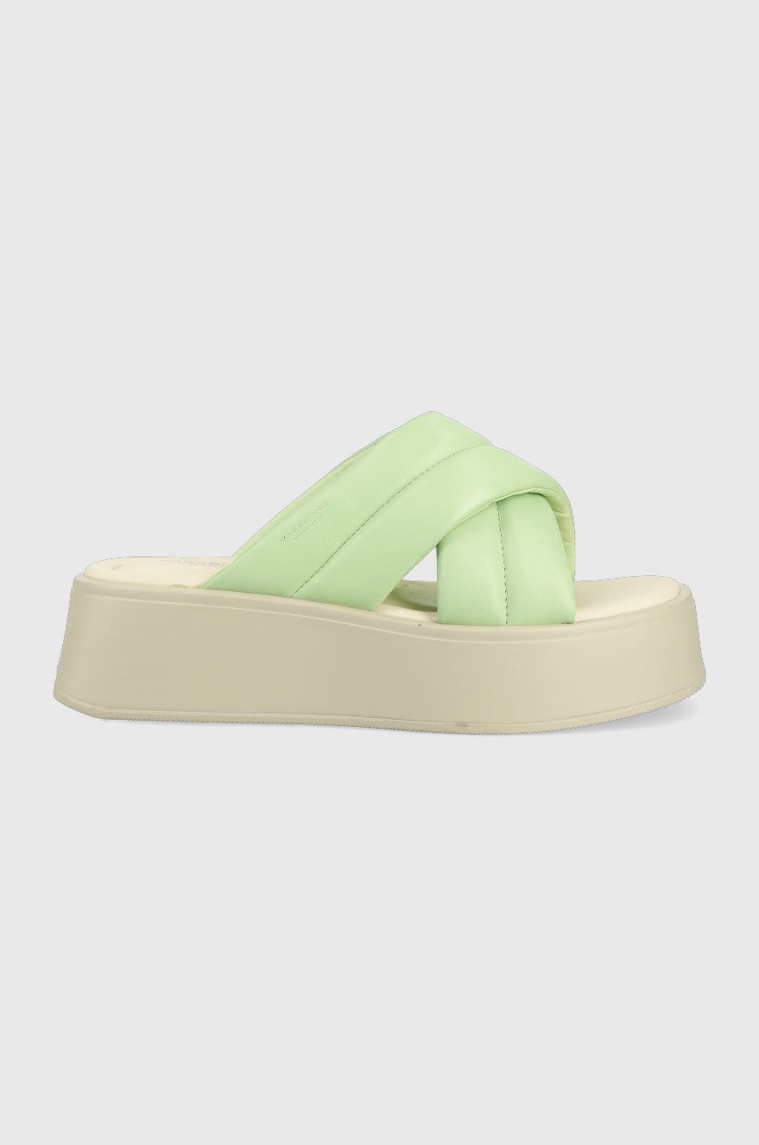 E-shop Kožené pantofle Vagabond Shoemakers Courtney dámské, tyrkysová barva, na platformě