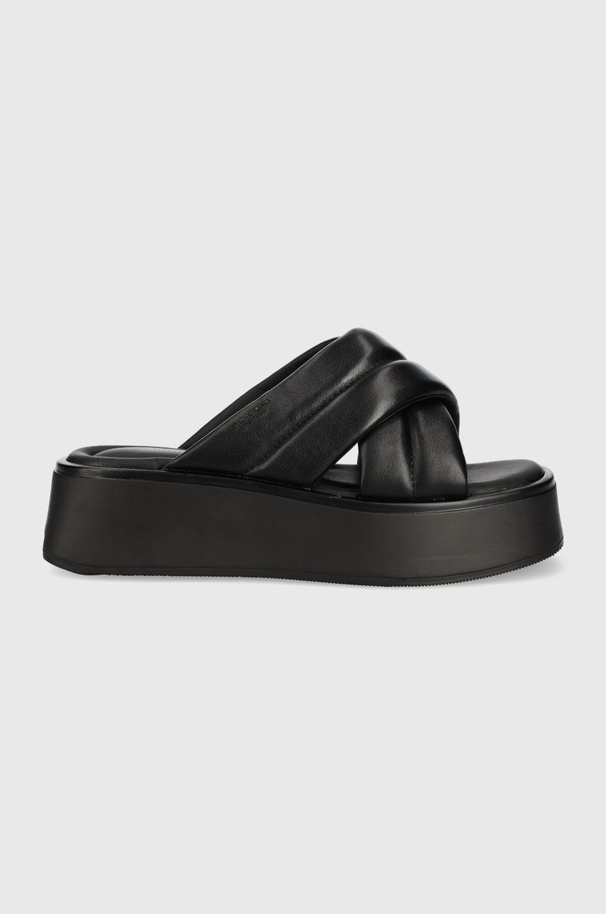 Kožené pantofle Vagabond Shoemakers Courtney dámské, černá barva, na platformě - černá -  Svrše