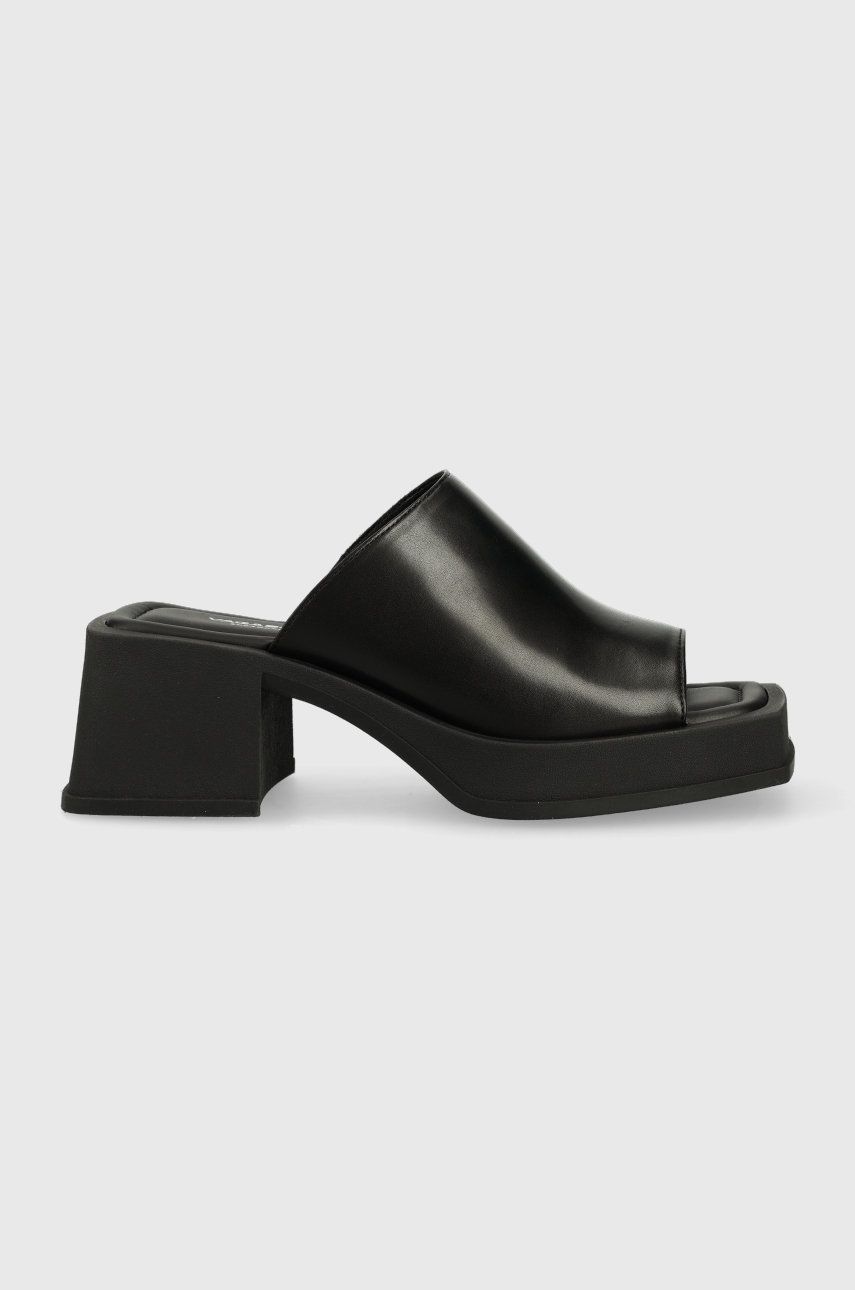 Levně Kožené pantofle Vagabond Shoemakers Hennie dámské, černá barva, na podpatku