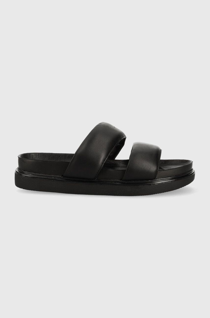 Kožené pantofle Vagabond Shoemakers ERIN dámské, černá barva, na platformě - černá -  Svršek: P