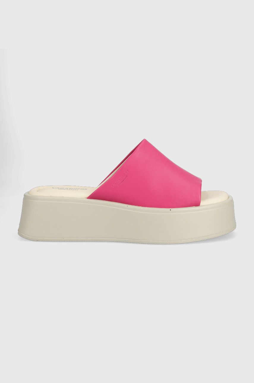 Kožené pantofle Vagabond Shoemakers Courtney dámské, fialová barva, na platformě - růžová -  Sv