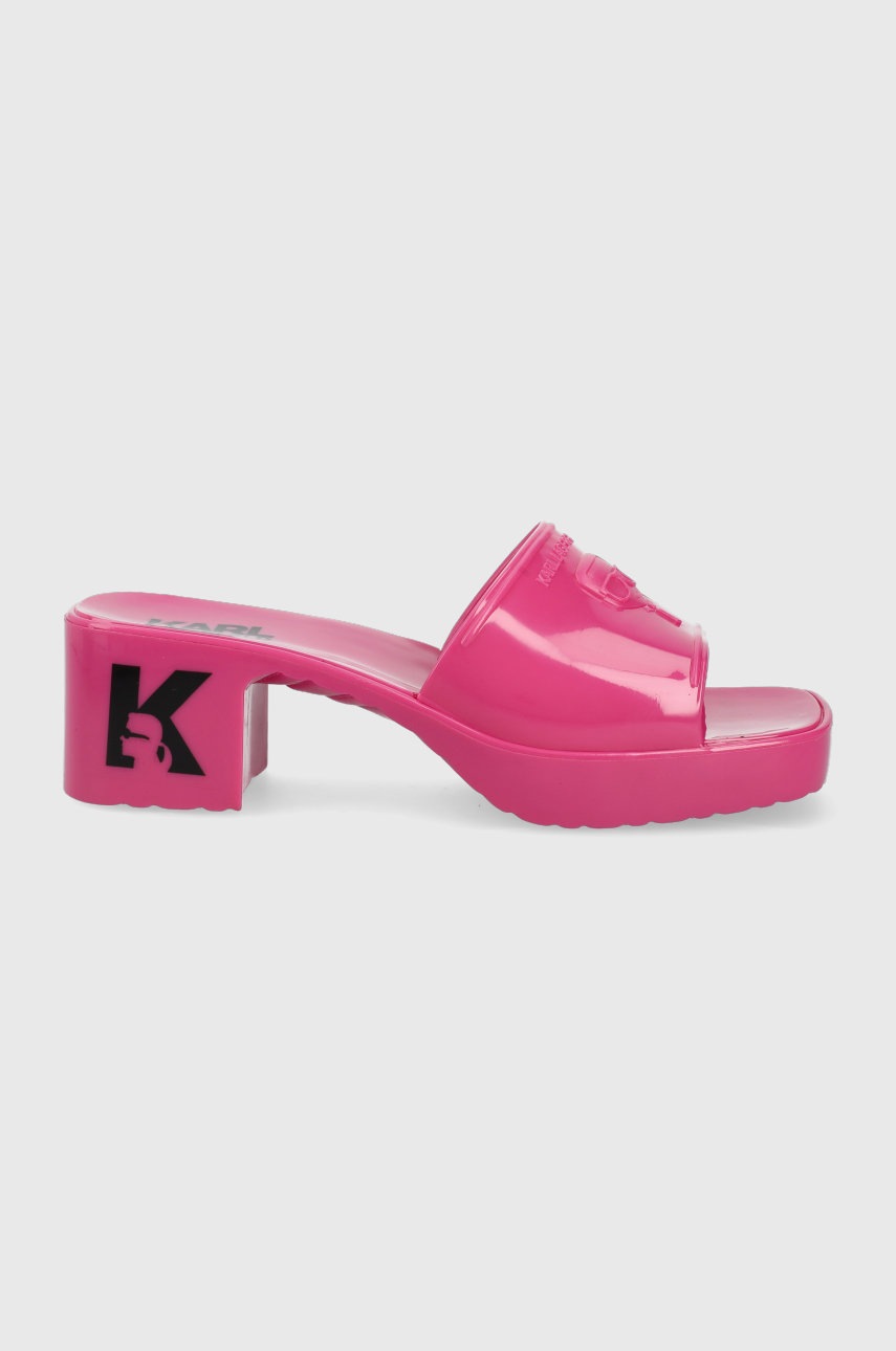

Чехли Karl Lagerfeld Jelly Blok Heel дамски в розово с висок ток, Розов