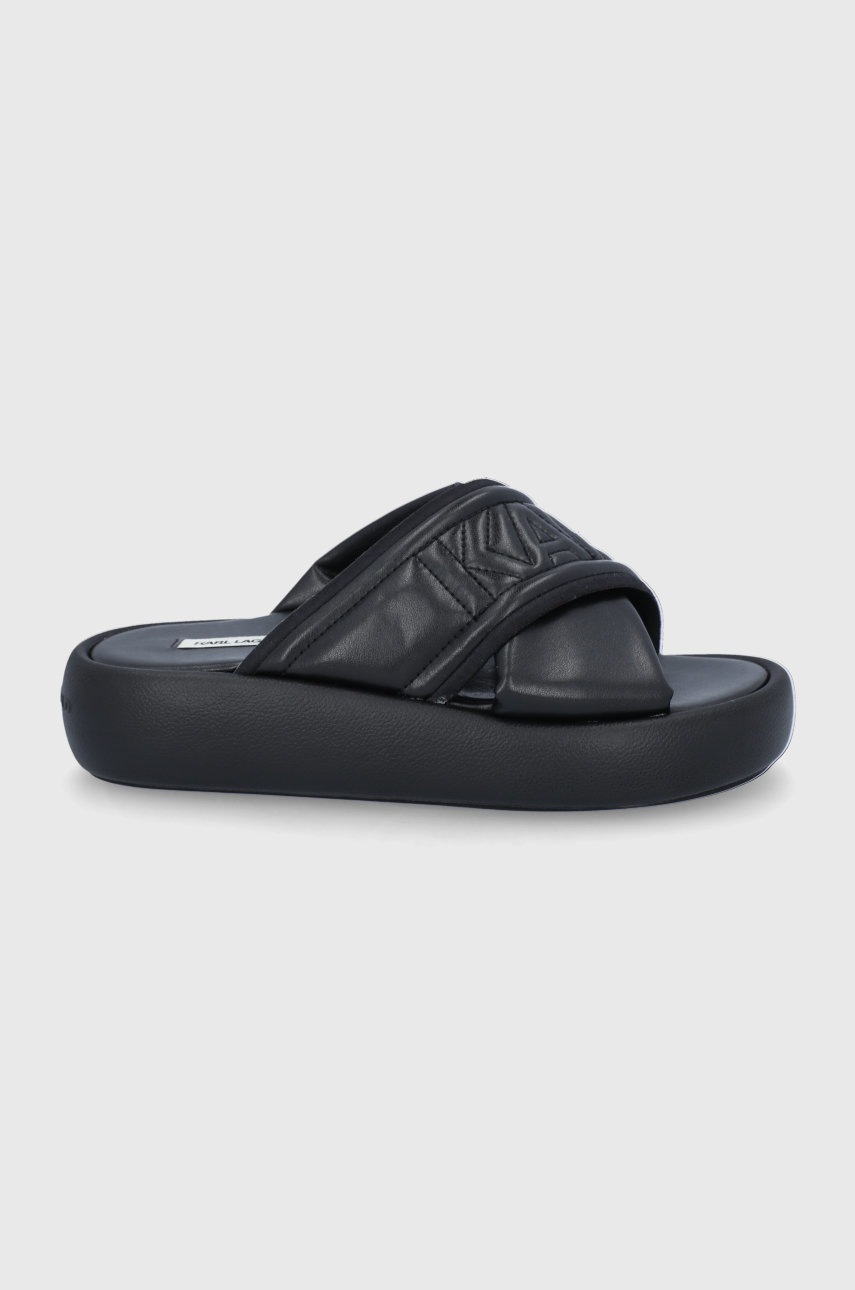 

Чехли Karl Lagerfeld Laguna дамски в черно с платформа, Черен