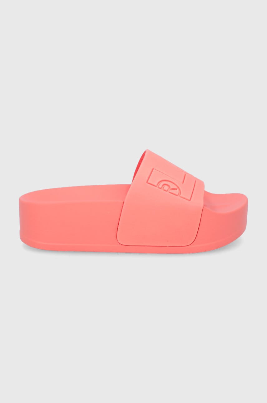 Levi's papuci femei, culoarea portocaliu, cu platforma