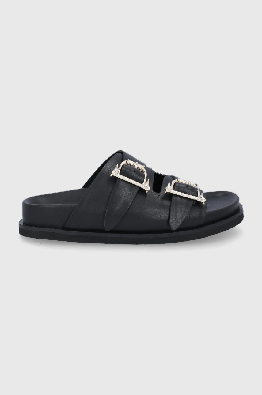 Trussardi slapi de piele femei, culoarea negru