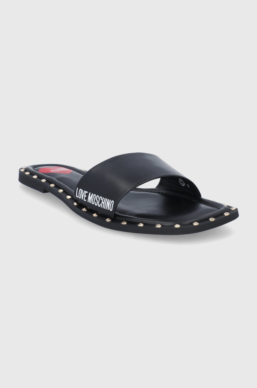 

Шкіряні шльопанці Love Moschino жіночі колір чорний