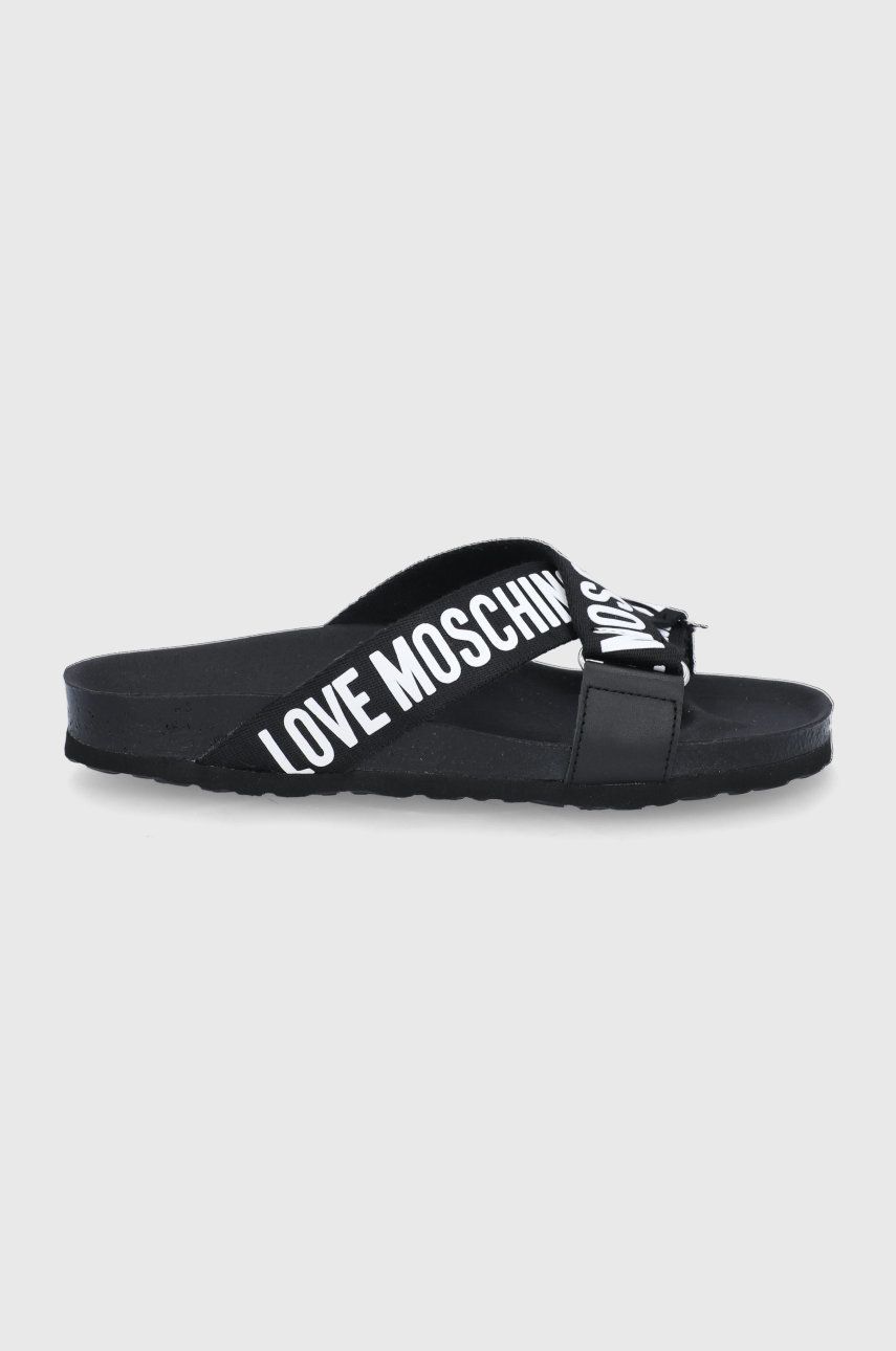 Love Moschino papuci femei, culoarea negru