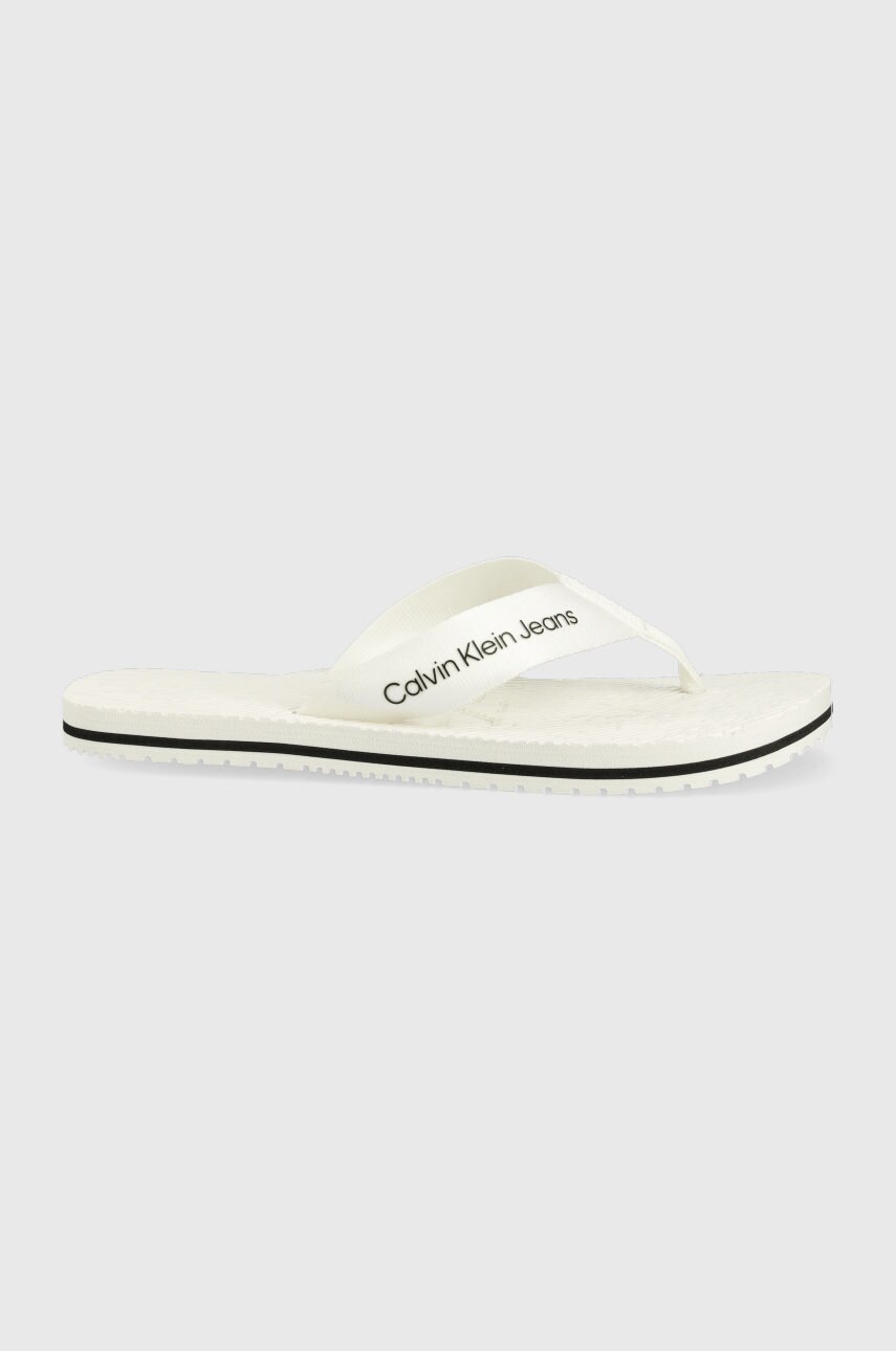 

Джапанки Calvin Klein Jeans в бяло с равна подметка, Бял