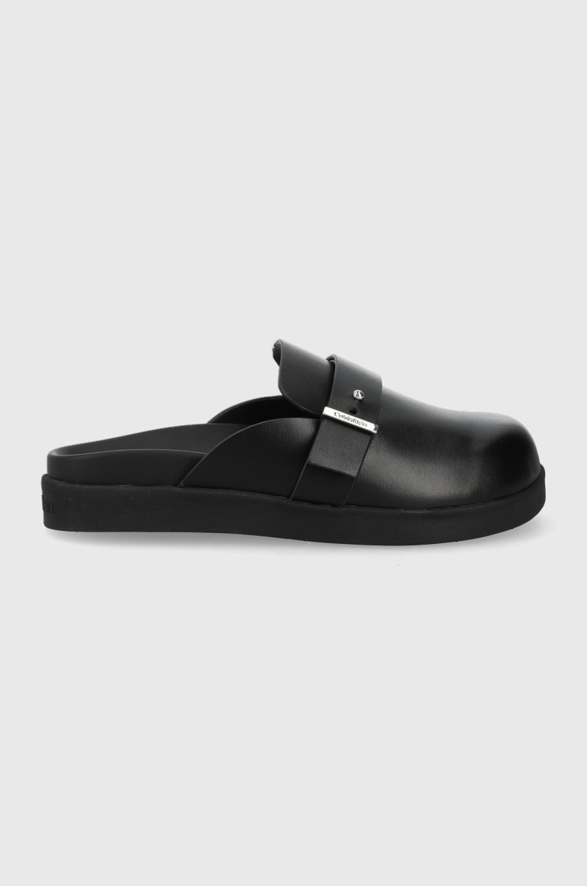 

Кожени чехли Calvin Klein дамско в черно, Черен