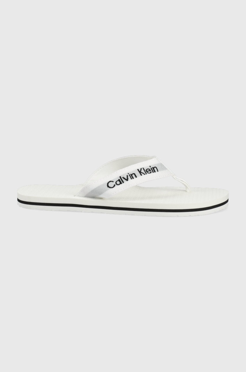 

Джапанки Calvin Klein в бяло с равна подметка, Бял