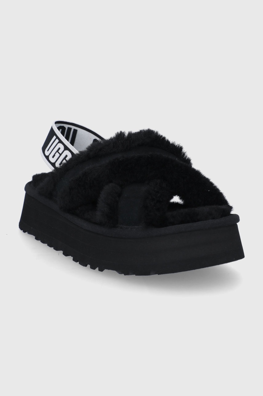 

Шерстяные тапочки UGG цвет чёрный