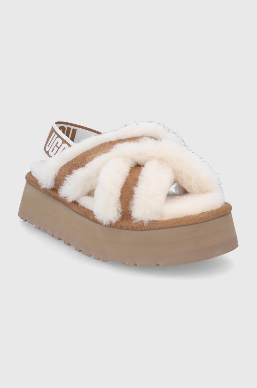 

Вовняні тапочки UGG колір бежевий