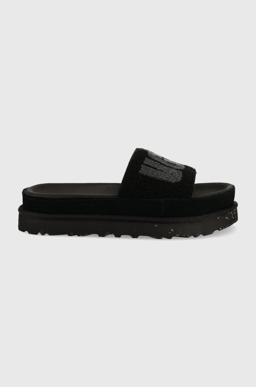 UGG papuci Laton femei, culoarea negru, cu platforma