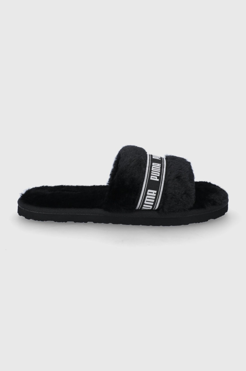 Puma Papuci De Casa Puma Fluff 384937 Culoarea Negru