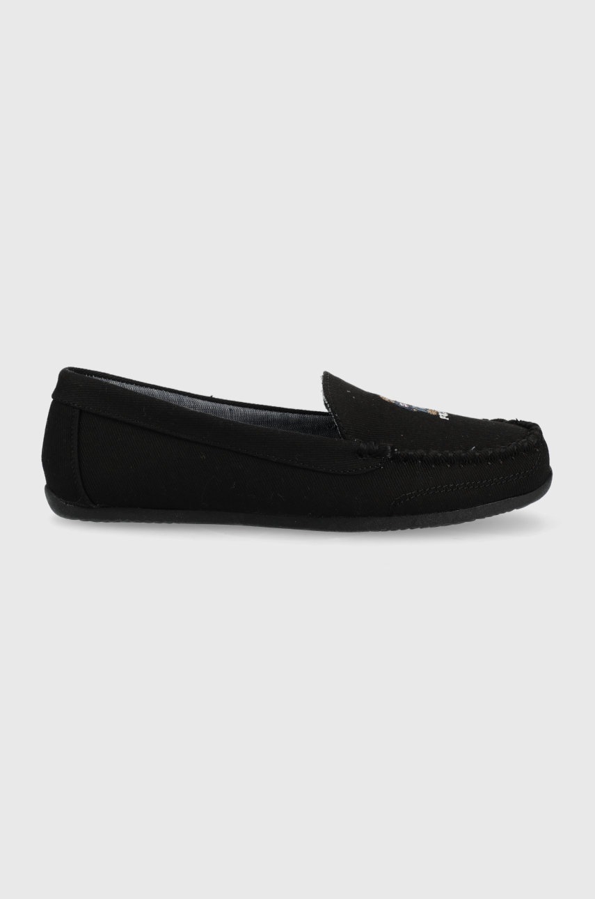 

Мокасини Polo Ralph Lauren Declan Bear в черно с равна подметка, Черен