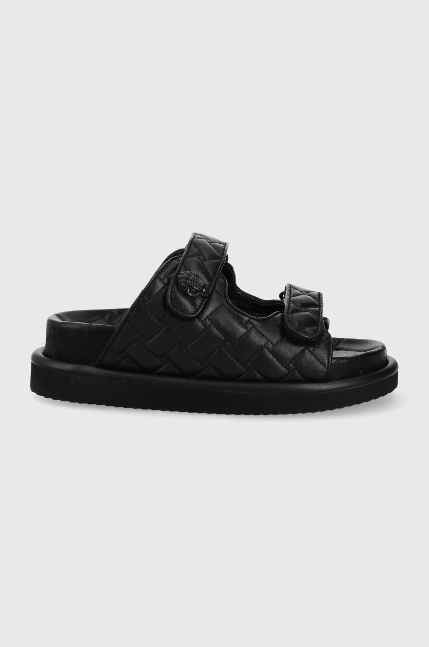 

Кожени чехли Kurt Geiger London дамско в черно с платформа, Черен