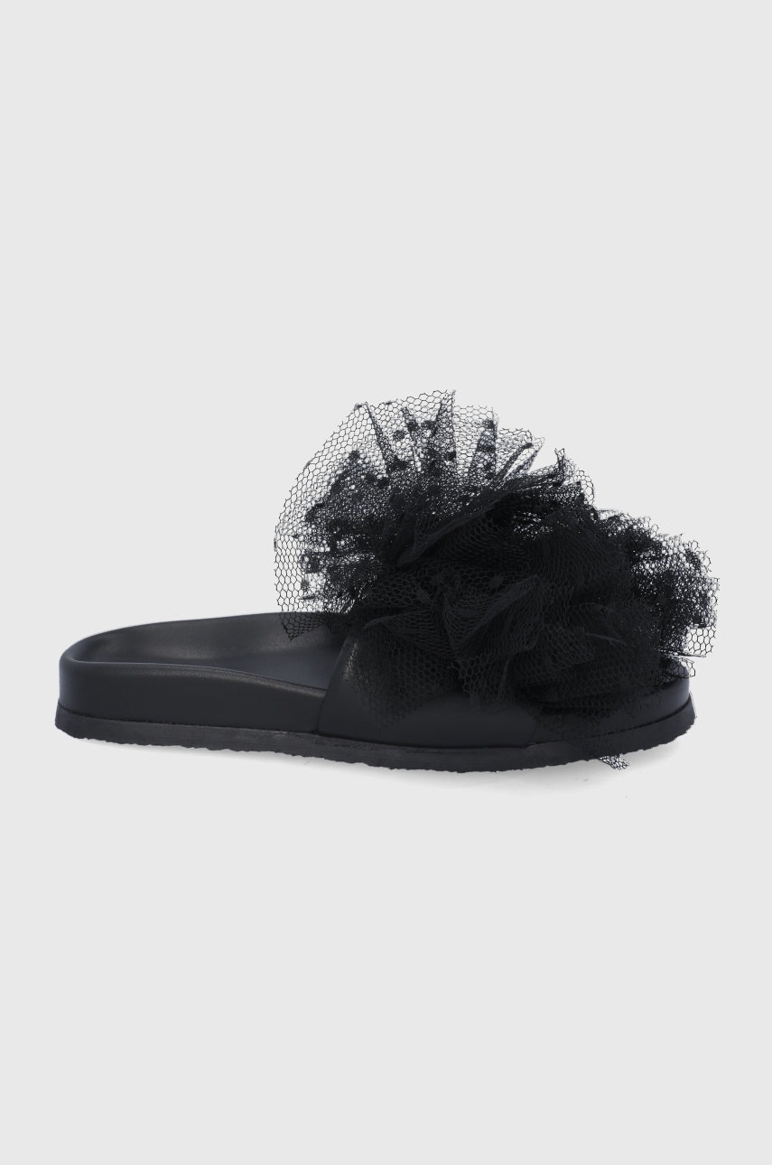 

Кожени чехли Red Valentino дамски в черно, Черен